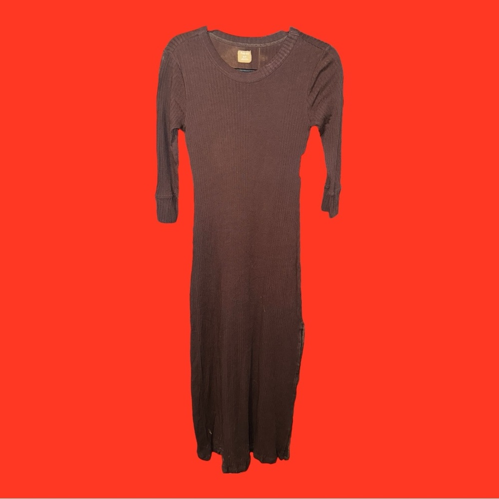 Free People Brown Ribbed Maxi Dress